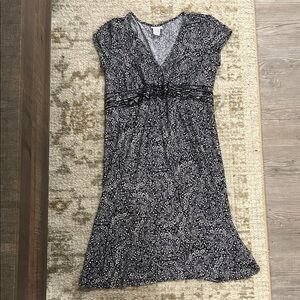 Mimi Maternity Black and Gray Paisley Dress